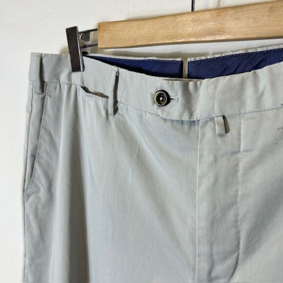 PT01 Gray Cotton Blend Slim Fit Flat Front Chino Pants Sz 56 (US 40 X 36.5) - Picture 4 of 15